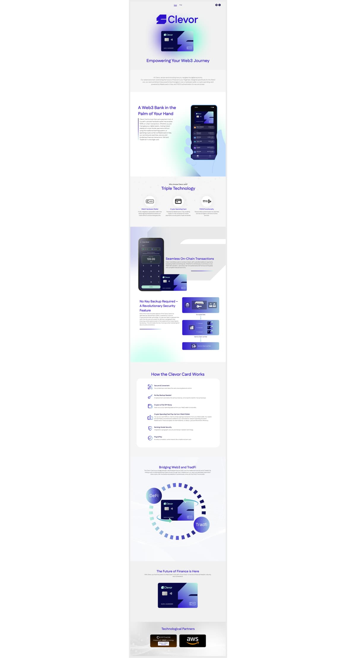 Image showing the Clevor cards website design.