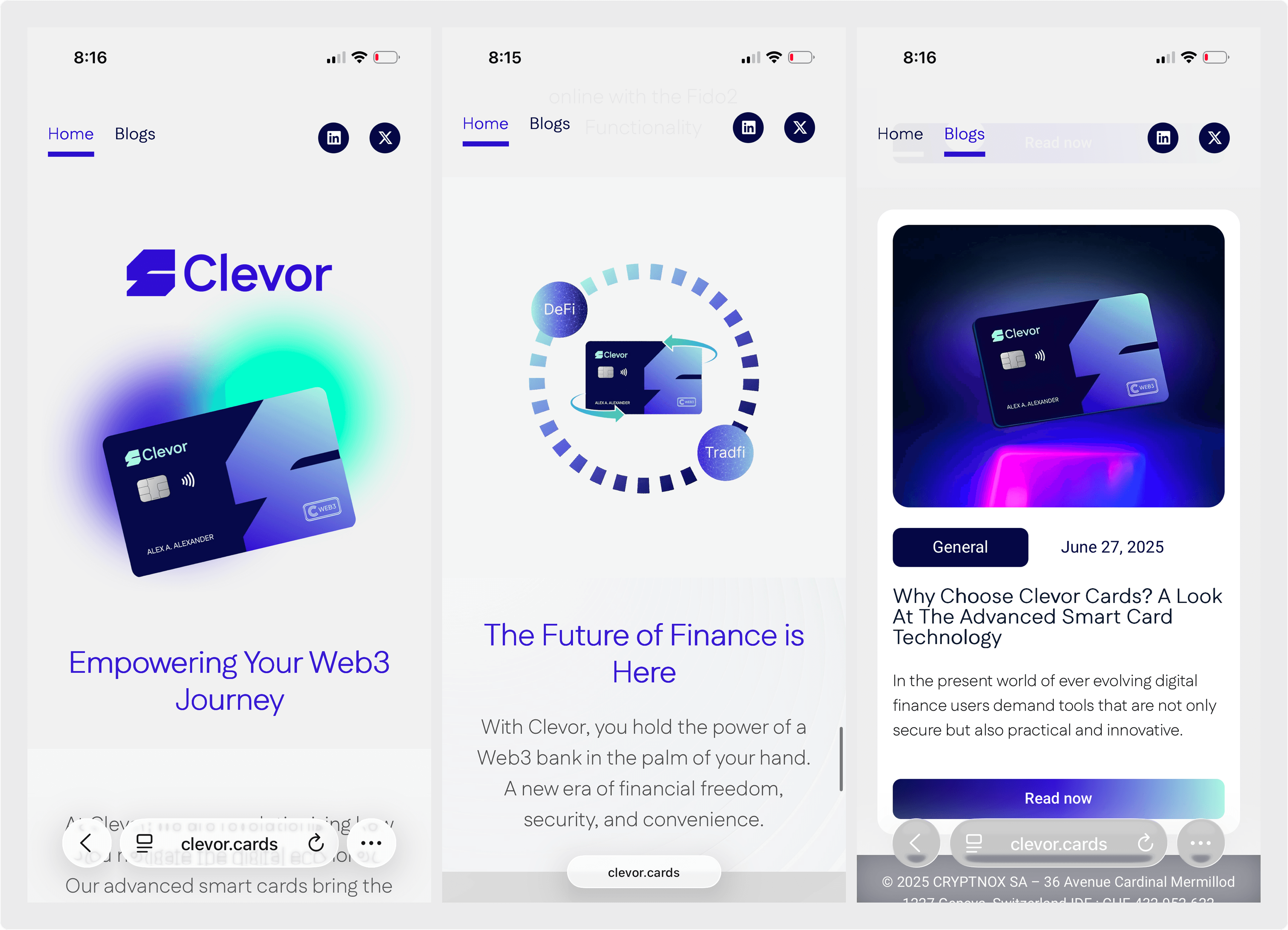 Image showing some of the sections from the design in mobile view.